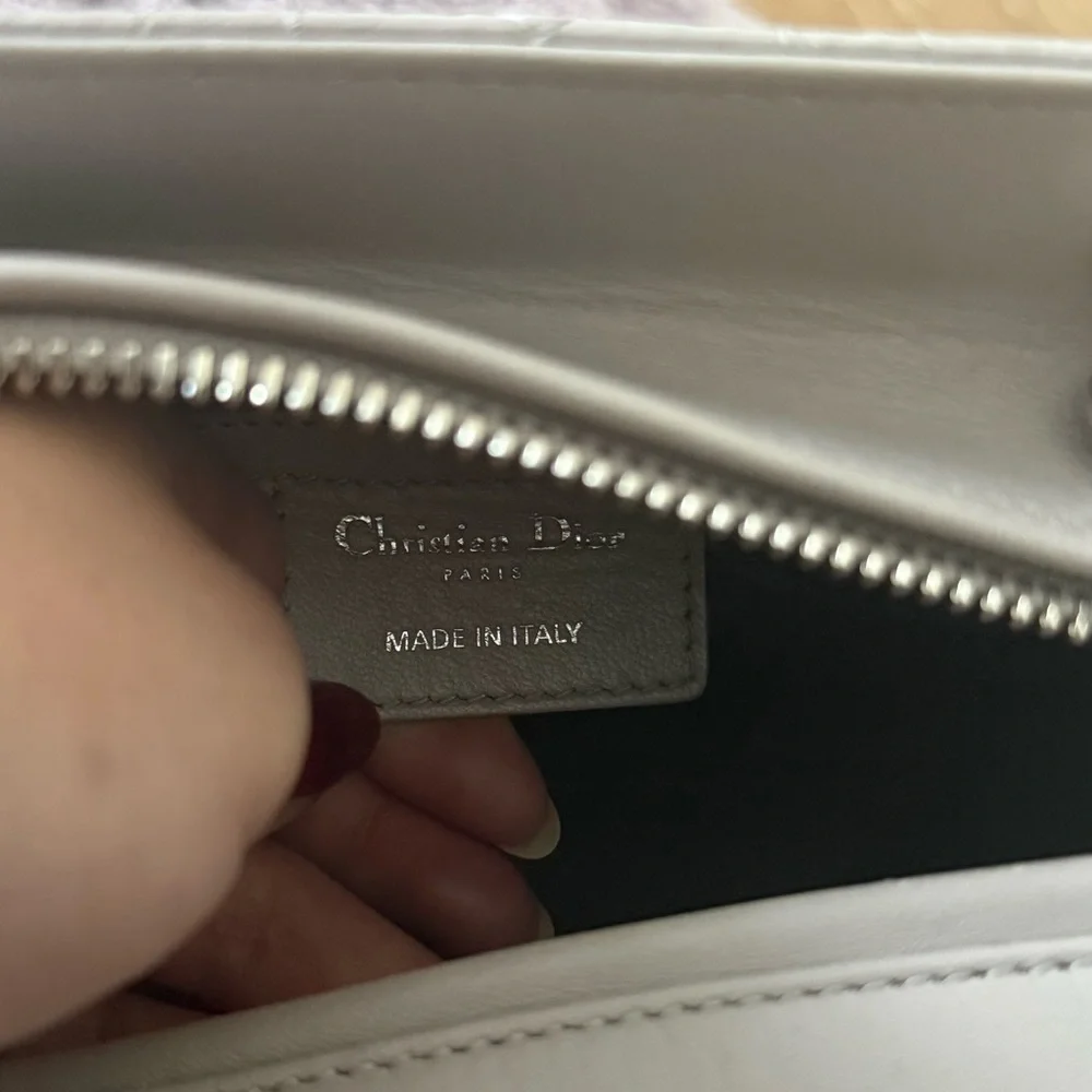Lady Dior Medium Cannage Lambskin Gray Silver Hardware Vintage Authentic